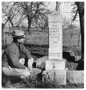 Primary view of object titled '[Man standing near grave]'.
