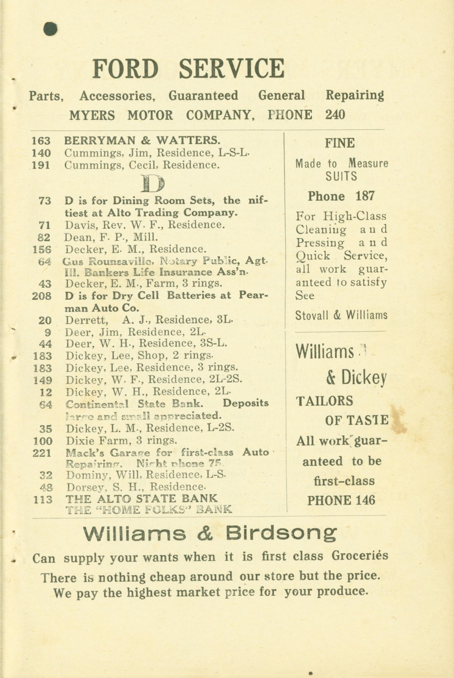 Alto City Directory, 1920
                                                
                                                    9
                                                