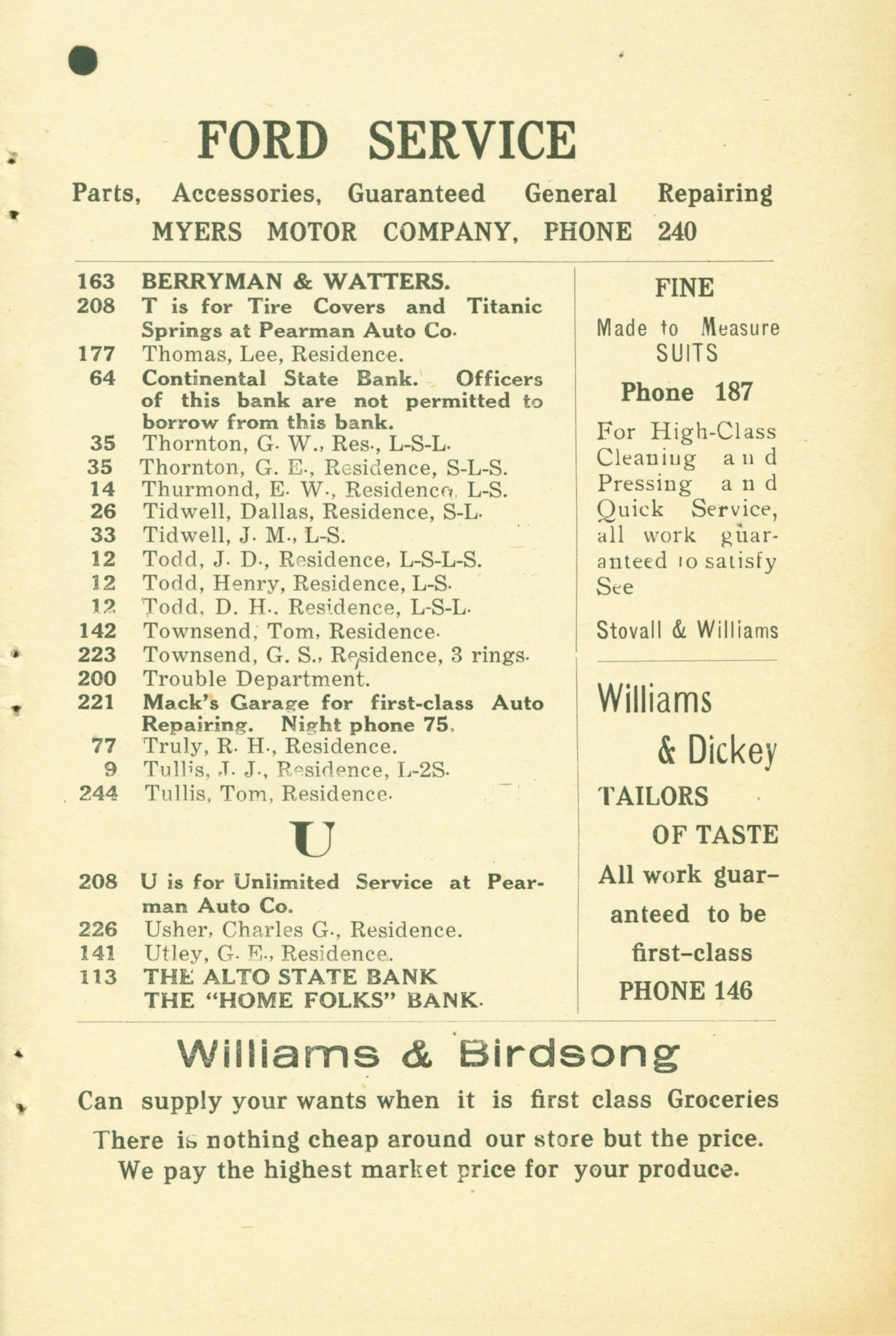 Alto City Directory, 1920
                                                
                                                    27
                                                