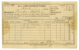 Primary view of object titled '[Hood County Tax Receipt for Milton Parks, December 3 1891]'.