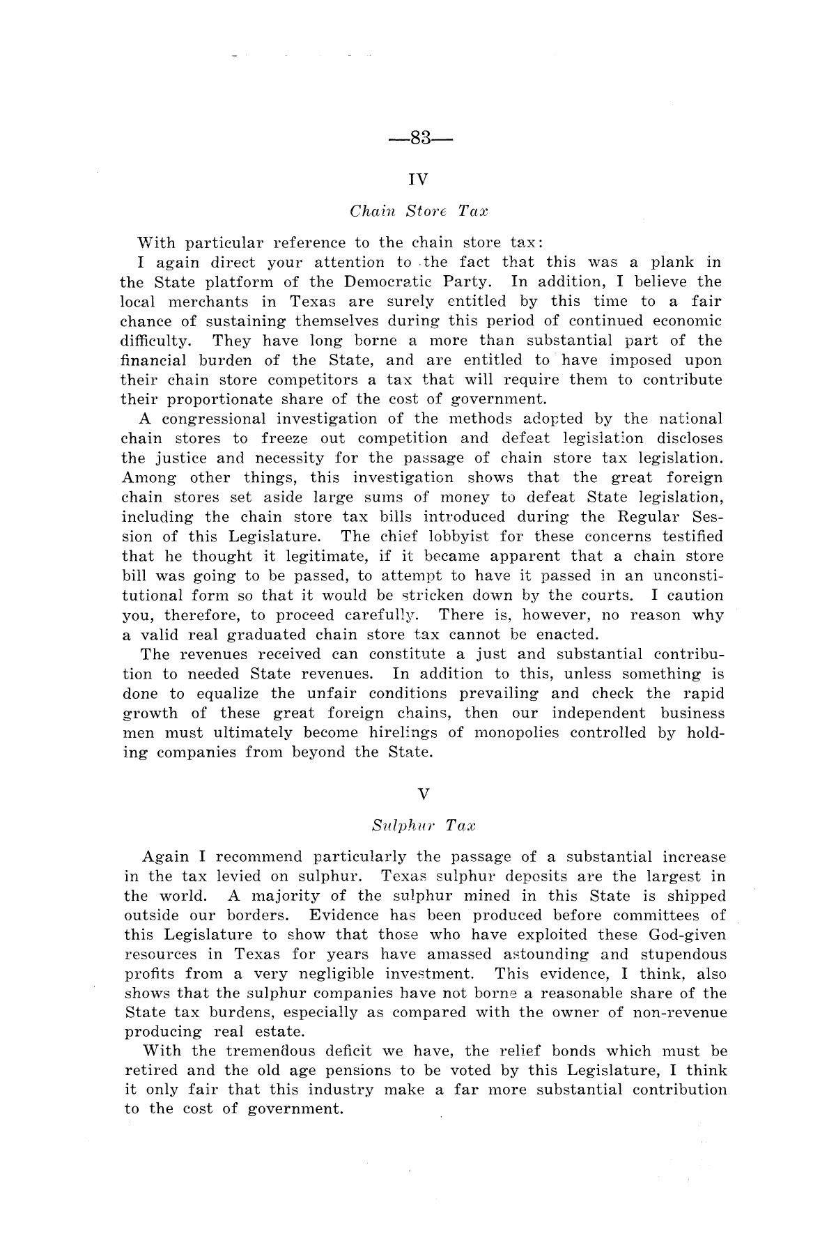 Legislative Messages of Hon. James V. Allred, Governor of Texas 1935-1939
                                                
                                                    [Sequence #]: 82 of 263
                                                
