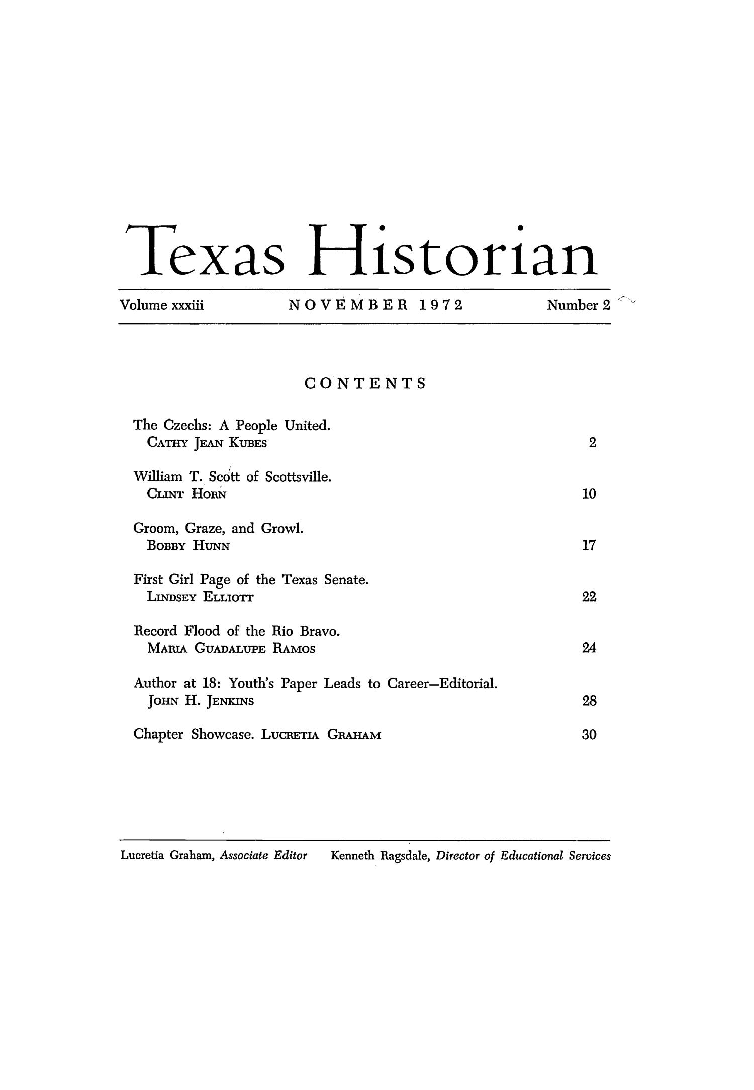 The Texas Historian, Volume 33, Number 2, November 1972
                                                
                                                    1
                                                