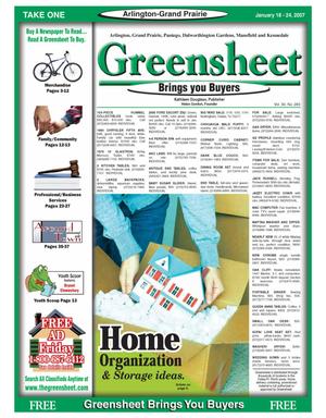 Primary view of object titled 'The Greensheet (Arlington-Grand Prairie, Tex.), Vol. 30, No. 283, Ed. 1 Thursday, January 18, 2007'.