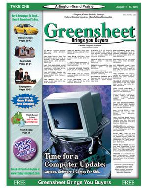 Primary view of object titled 'The Greensheet (Arlington-Grand Prairie, Tex.), Vol. 29, No. 122, Ed. 1 Thursday, August 11, 2005'.
