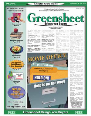 Primary view of object titled 'The Greensheet (Arlington-Grand Prairie, Tex.), Vol. 29, No. 157, Ed. 1 Thursday, September 15, 2005'.