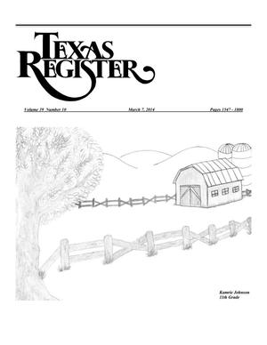 Primary view of object titled 'Texas Register, Volume 39, Number 10, Pages 1547-1800, March 7, 2014'.