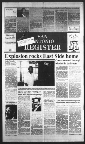 Primary view of San Antonio Register (San Antonio, Tex.), Vol. 60, No. 20, Ed. 1 Thursday, August 29, 1991