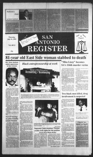 Primary view of San Antonio Register (San Antonio, Tex.), Vol. 60, No. 13, Ed. 1 Thursday, July 11, 1991