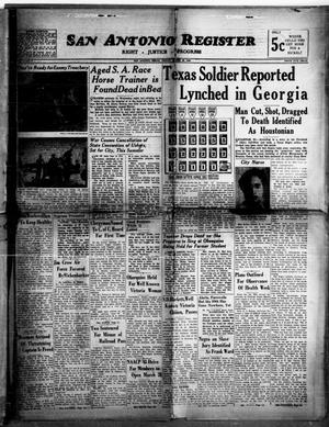 Primary view of object titled 'San Antonio Register (San Antonio, Tex.), Vol. 13, No. 8, Ed. 1 Friday, March 26, 1943'.
