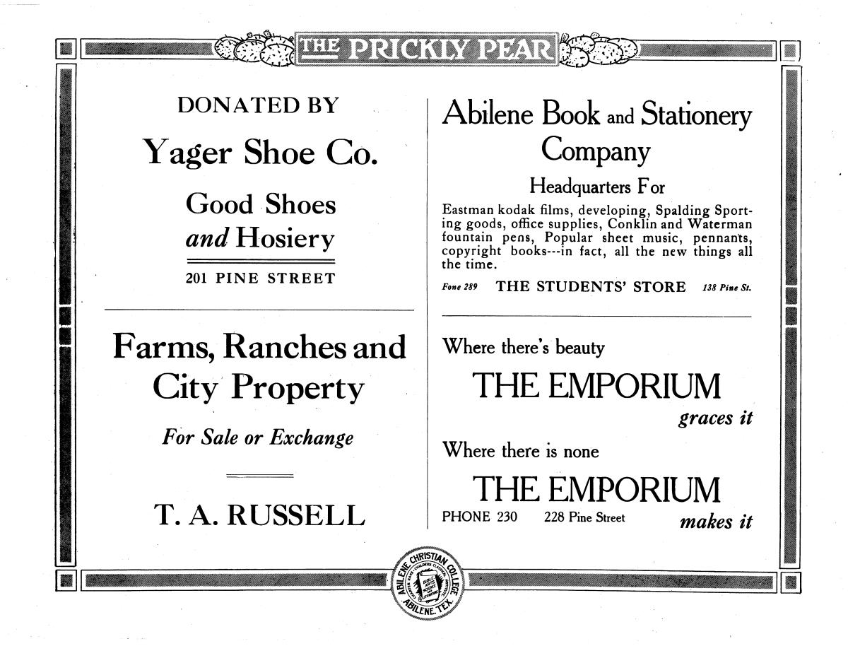 Prickly Pear, Yearbook of Abilene Christian College, 1916
                                                
                                                    97
                                                