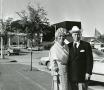 Photograph: [Photograph of Elwin and Ruth Skiles in Front of Building]