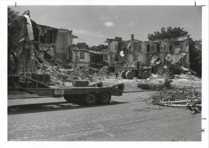 Primary view of object titled '[Photograph of Mary Frances Hall Demolition]'.