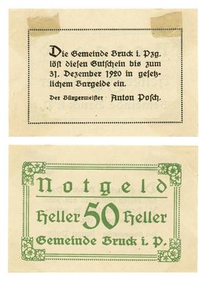 Primary view of object titled '[Bank note from Germany in the denomination of 50 heller]'.