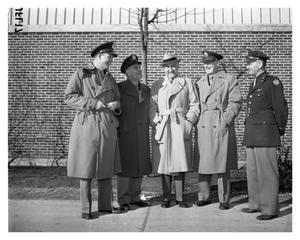 Primary view of object titled '[Amon Carter on tour with four WWII Generals]'.