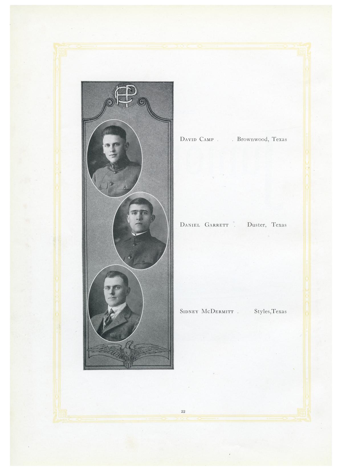 The Lasso, Yearbook of Howard Payne College, 1919
                                                
                                                    22
                                                