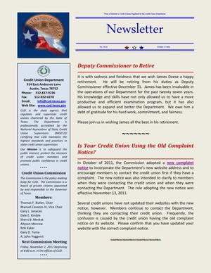 Primary view of object titled 'Credit Union Department Newsletter, Number 10-12, October 2012'.