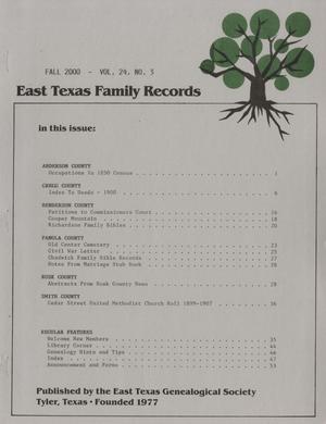 Primary view of object titled 'East Texas Family Records, Volume 24, Number 3, Fall 2000'.