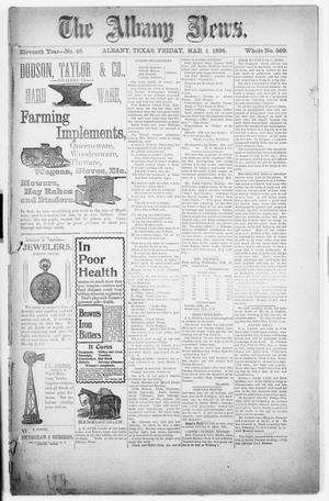 Primary view of object titled 'The Albany News. (Albany, Tex.), Vol. 11, No. 46, Ed. 1 Friday, March 1, 1895'.