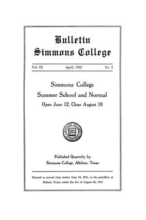 Primary view of object titled 'Catalogue of Simmons College, 1923 Summer School and Normal'.