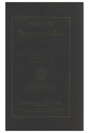 Primary view of object titled 'Catalogue of Simmons College, 1917-1918'.