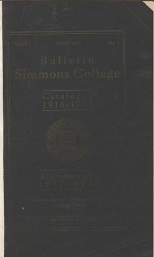 Primary view of object titled 'Catalogue of Simmons College, 1916-1917'.