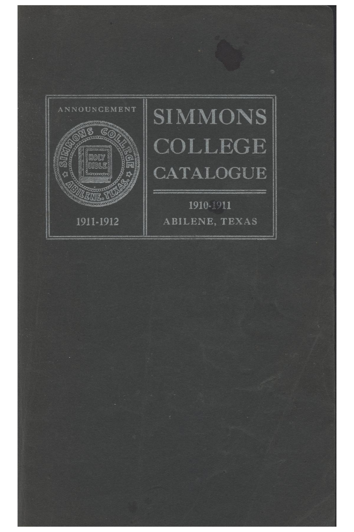 Catalogue of Simmons College, 1910-1911
                                                
                                                    Front Cover
                                                