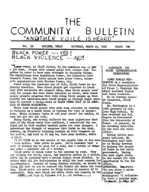 Primary view of object titled 'The Community Bulletin (Abilene, Texas), No. 32, Saturday, March 23, 1968'.