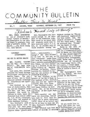 Primary view of object titled 'The Community Bulletin (Abilene, Texas), No. 7, Saturday, September 30, 1967'.