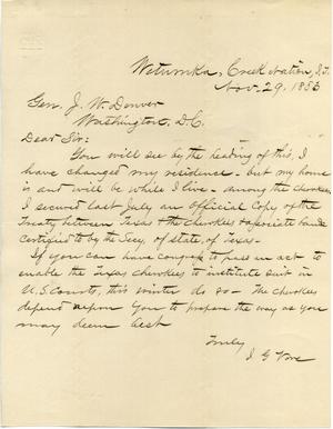 Primary view of object titled '[Letter from I. G. Vore to J. W. Denver, November 29, 1883]'.