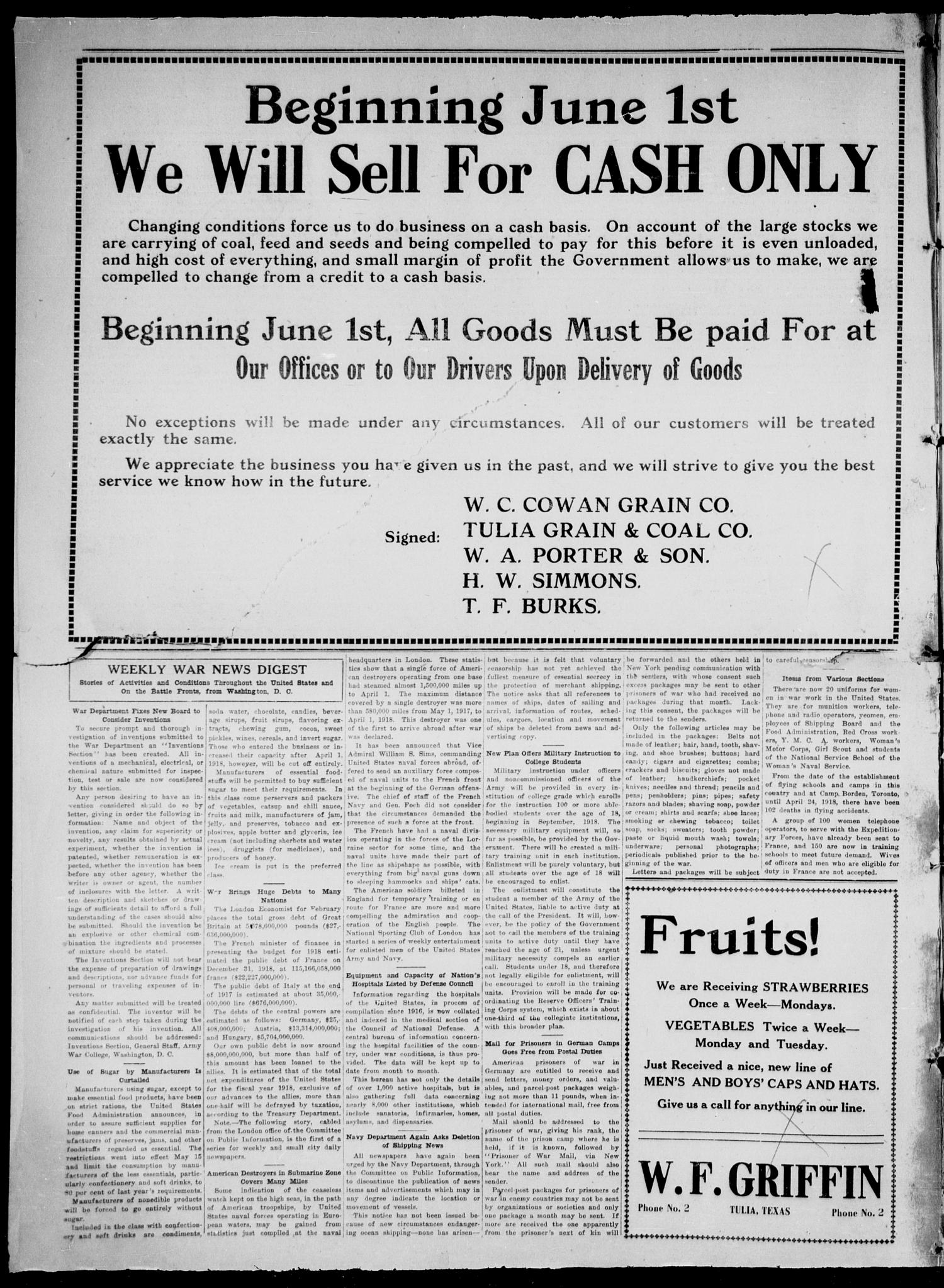 The Tulia Herald (Tulia, Tex), Vol. 9, No. 21, Ed. 1, Friday, May 24, 1918
                                                
                                                    2
                                                
