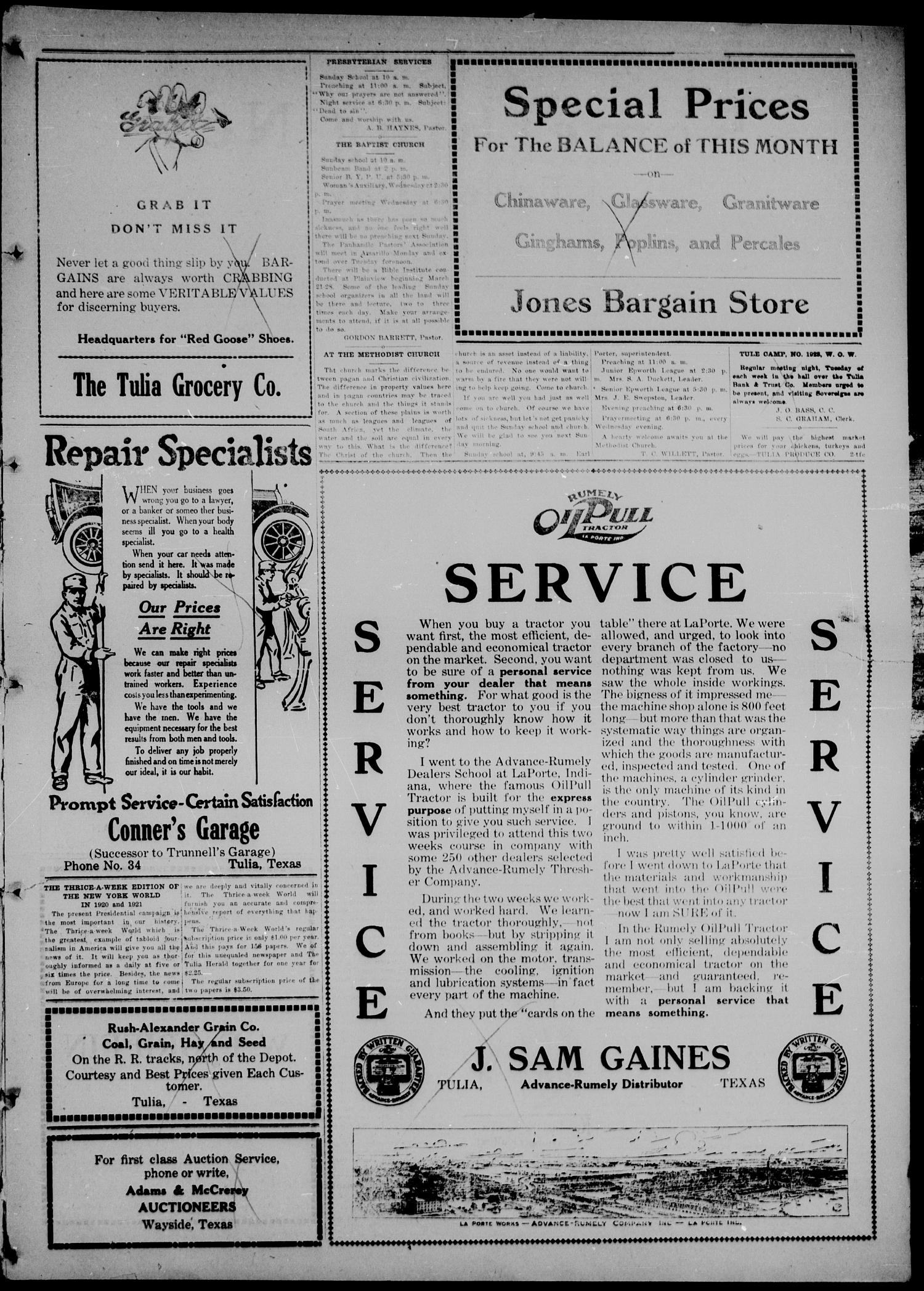 The Tulia Herald (Tulia, Tex), Vol. 11, No. 6, Ed. 1, Friday, February 6, 1920
                                                
                                                    3
                                                