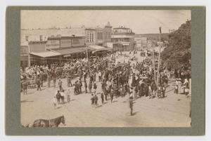 Primary view of object titled '[Photograph of People on the Streets of Georgetown, Texas]'.