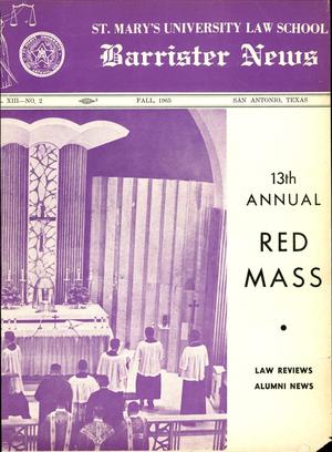 Barrister News, Volume 13, Number 2, Fall, 1965