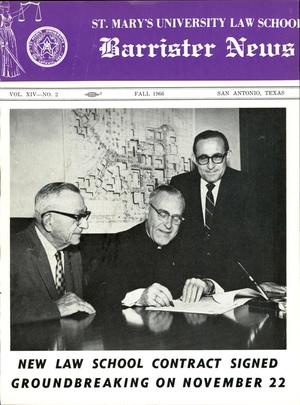 Primary view of object titled 'Barrister News, Volume 14, Number 2, Fall, 1966'.