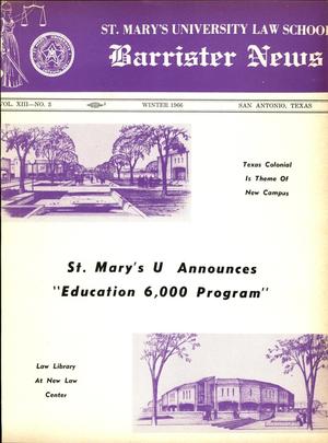 Primary view of object titled 'Barrister News, Volume 13, Number 3, Winter, 1966'.