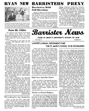 Primary view of object titled 'Barrister News, Volume 4, Number 4, Fall Semester, 1956'.
