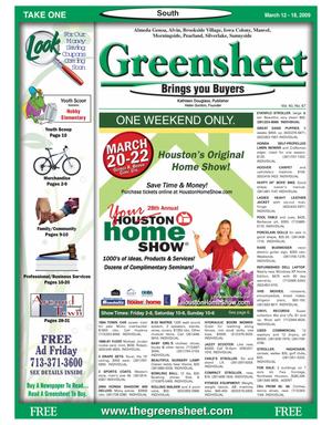Primary view of object titled 'Greensheet (Houston, Tex.), Vol. 40, No. 67, Ed. 1 Thursday, March 12, 2009'.
