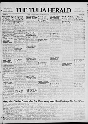Primary view of The Tulia Herald (Tulia, Tex), Vol. 36, No. 42, Ed. 1, Thursday, October 18, 1945