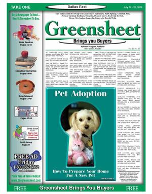 Primary view of object titled 'The Greensheet (Dallas, Tex.), Vol. 30, No. 97, Ed. 1 Friday, July 14, 2006'.