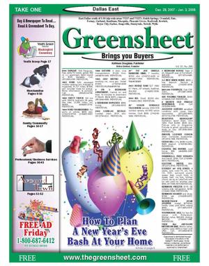 Primary view of object titled 'The Greensheet (Dallas, Tex.), Vol. 31, No. 265, Ed. 1 Friday, December 28, 2007'.