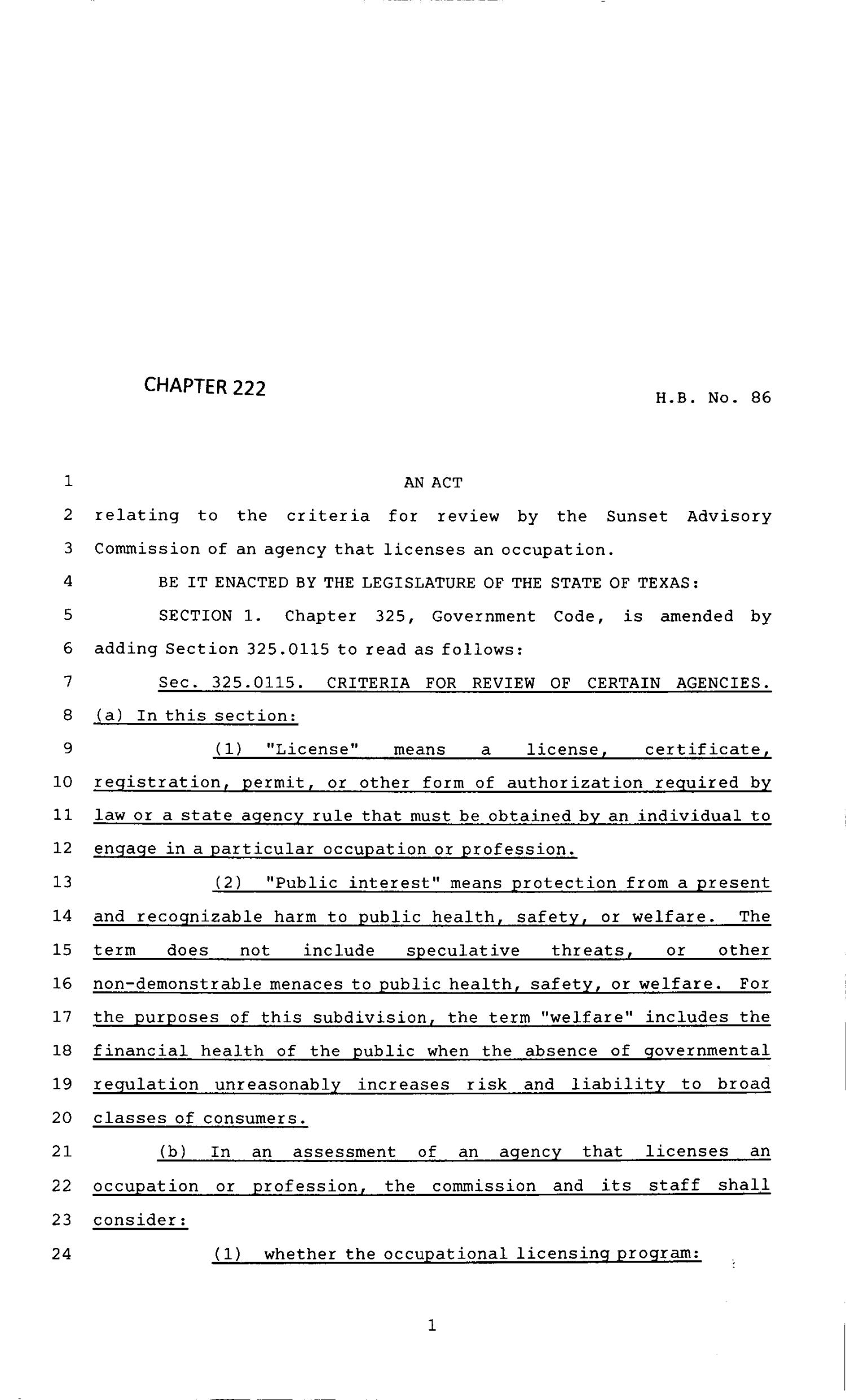 83rd Texas Legislature, Regular Session, House Bill 86, Chapter 222
                                                
                                                    [Sequence #]: 1 of 4
                                                