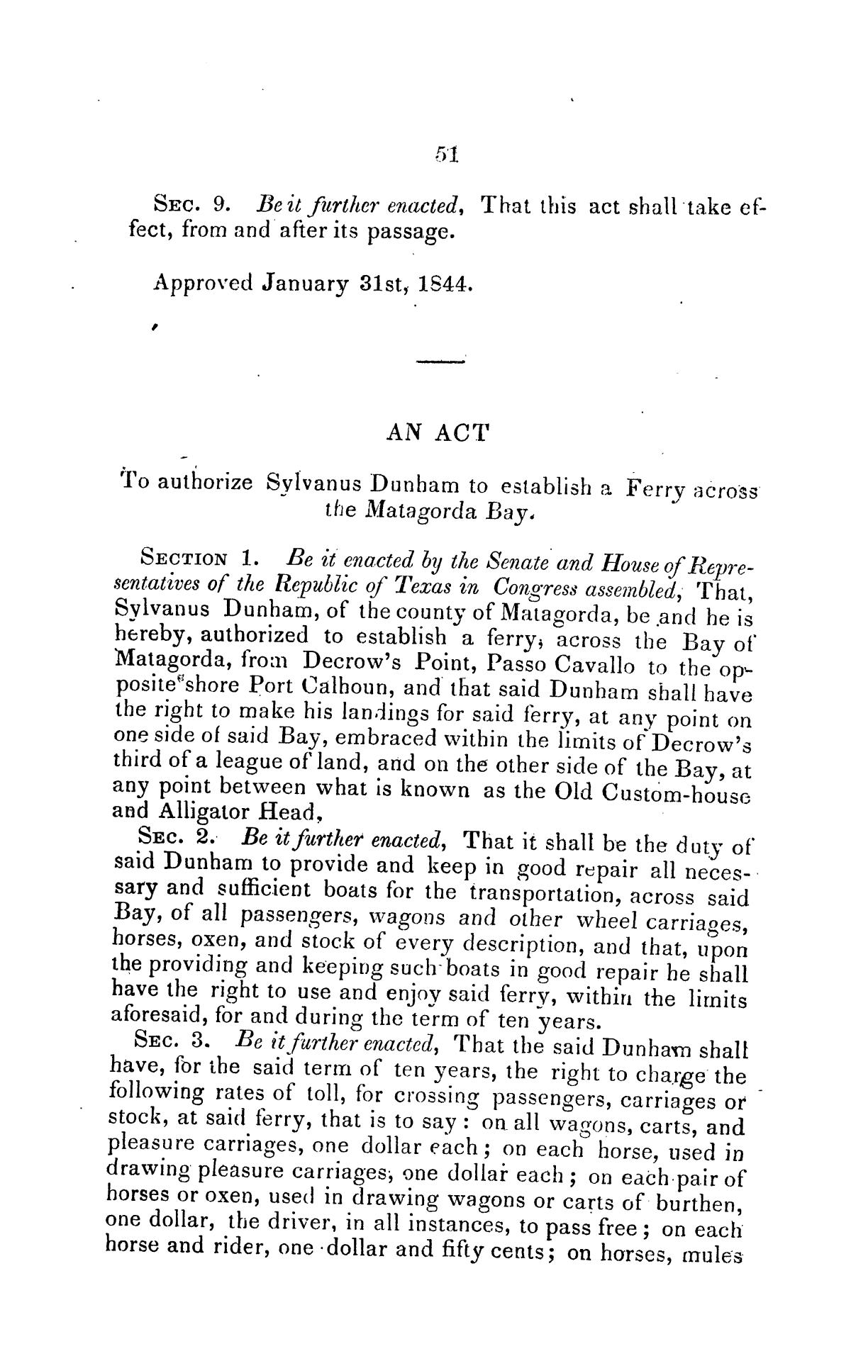 Laws Passed by the Eighth Congress of the Republic of Texas.
                                                
                                                    51
                                                