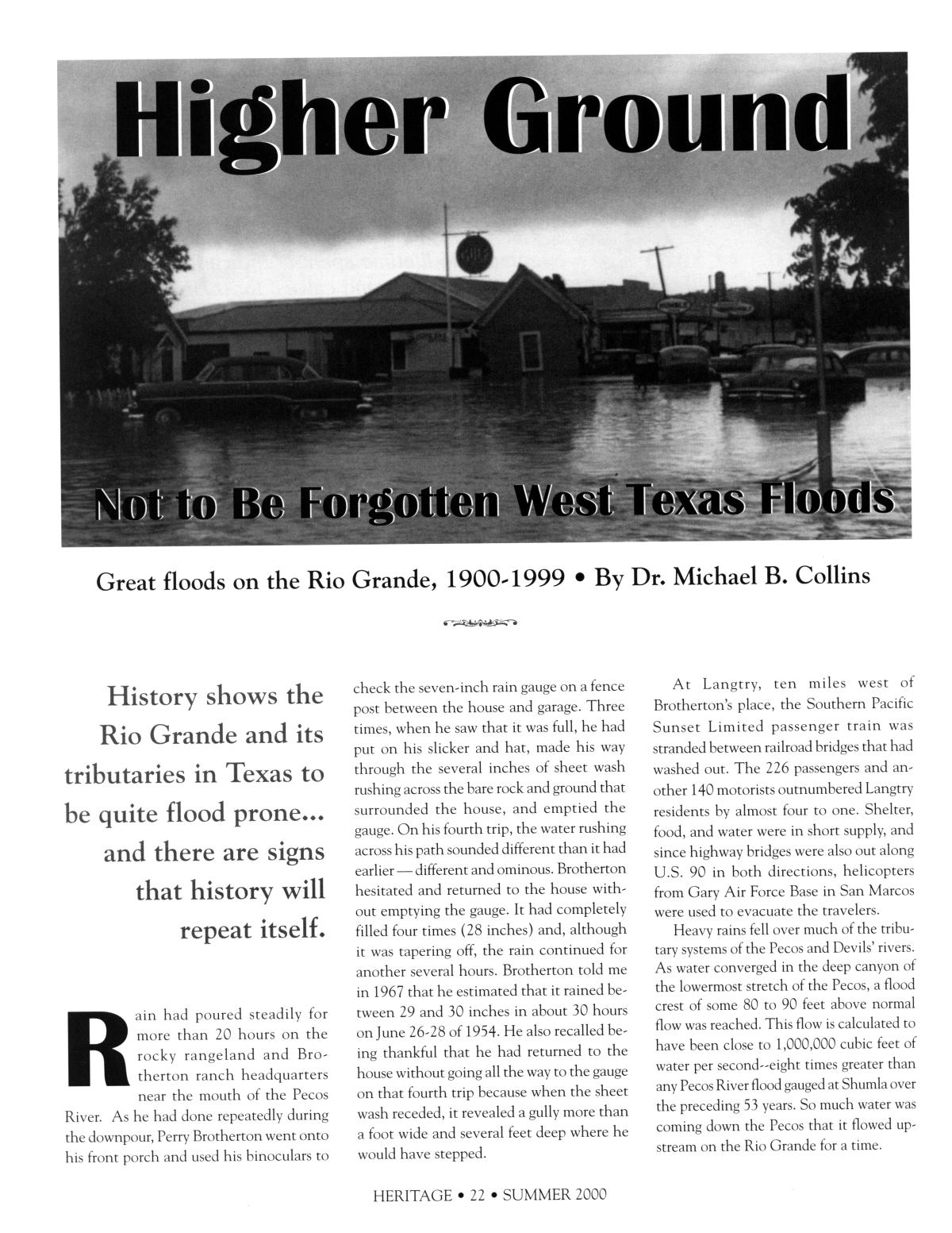Texas Heritage, Volume 18, Number 3, Summer 2000
                                                
                                                    22
                                                