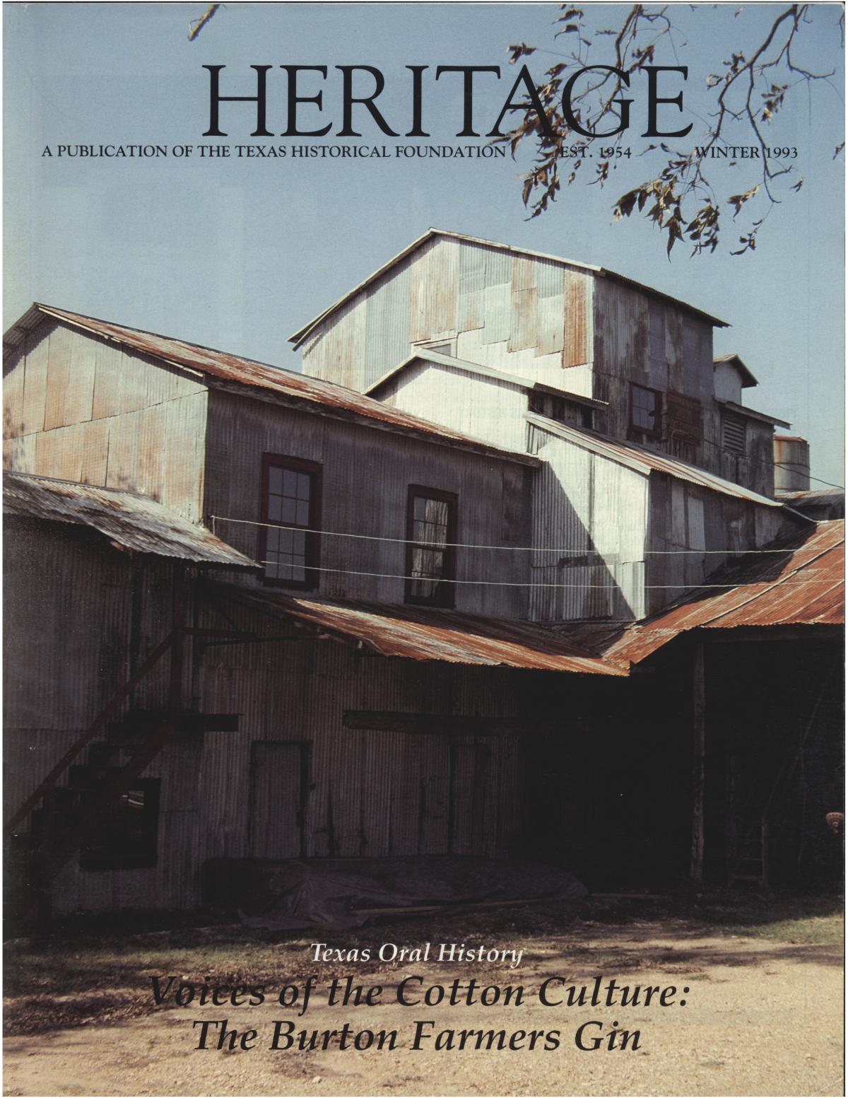 Heritage, Volume 11, Number 1, Winter 1993
                                                
                                                    Front Cover
                                                