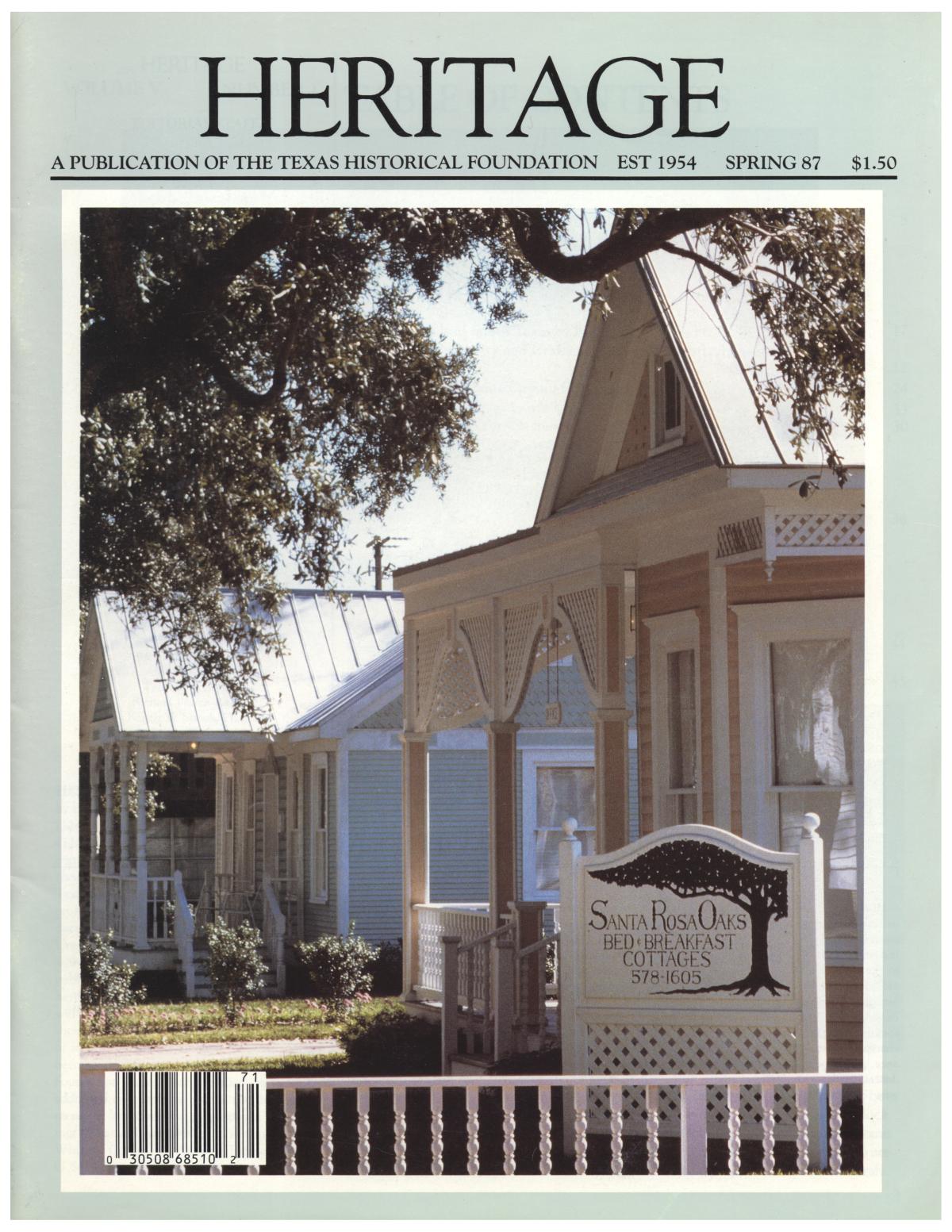 Heritage, Volume 5, Number 1, Spring 1987
                                                
                                                    Front Cover
                                                