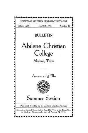 Primary view of object titled 'Catalog of Abilene Christian College, 1935'.