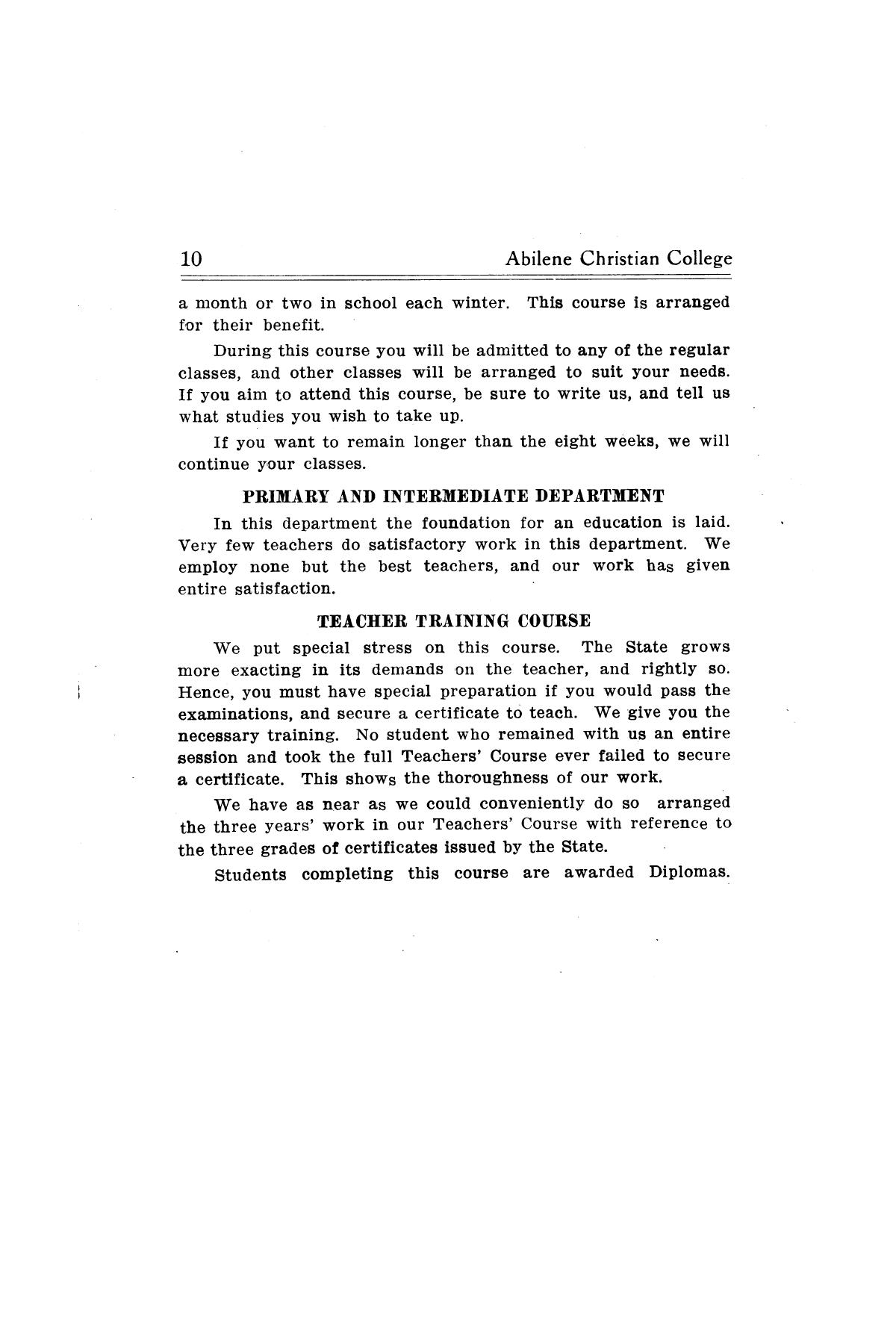 Catalog of Abilene Christian College, 1910-1911
                                                
                                                    [Sequence #]: 12 of 25
                                                