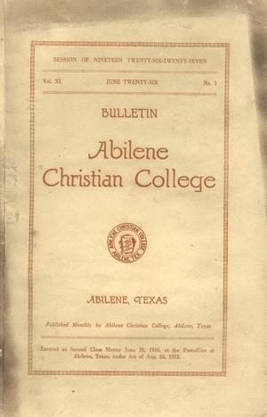 Primary view of object titled 'Catalog of Abilene Christian College, 1926-1927'.