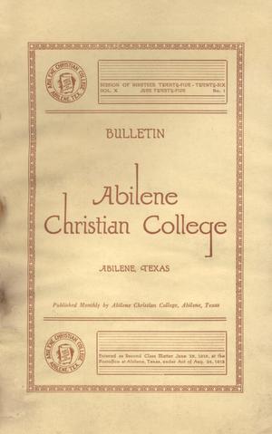 Primary view of object titled 'Catalog of Abilene Christian College, 1925-1926'.