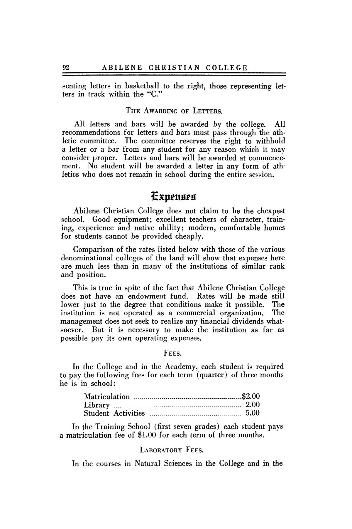 Catalog of Abilene Christian College, 1924-1925
                                                
                                                    92
                                                